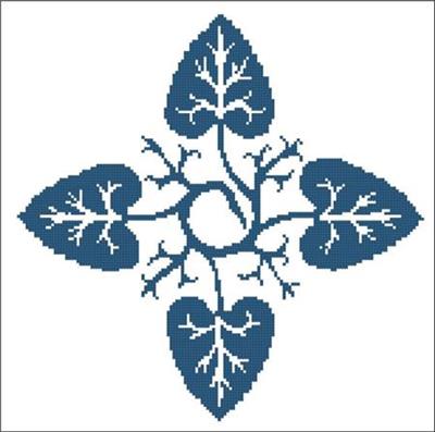 (image for) Floral Ornamental #054 Blue Leaves